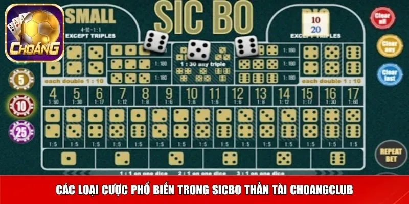sicbo than tai 2 Các loại cược phổ biến trong Sicbo thần tài Choangclub